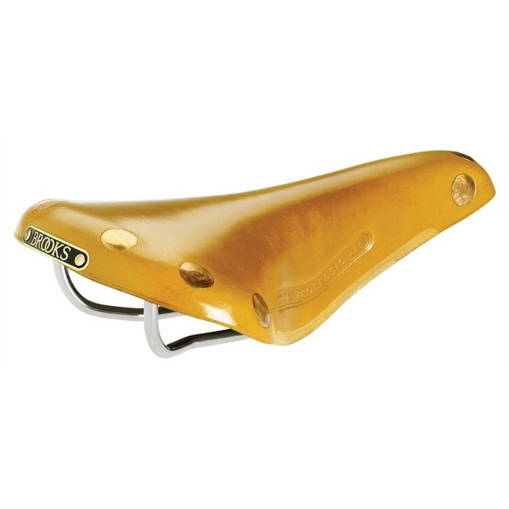 Brooks Team Pro Leather Road Bike Saddle Ochre w/ Copper Rivets & Chrome Rails
