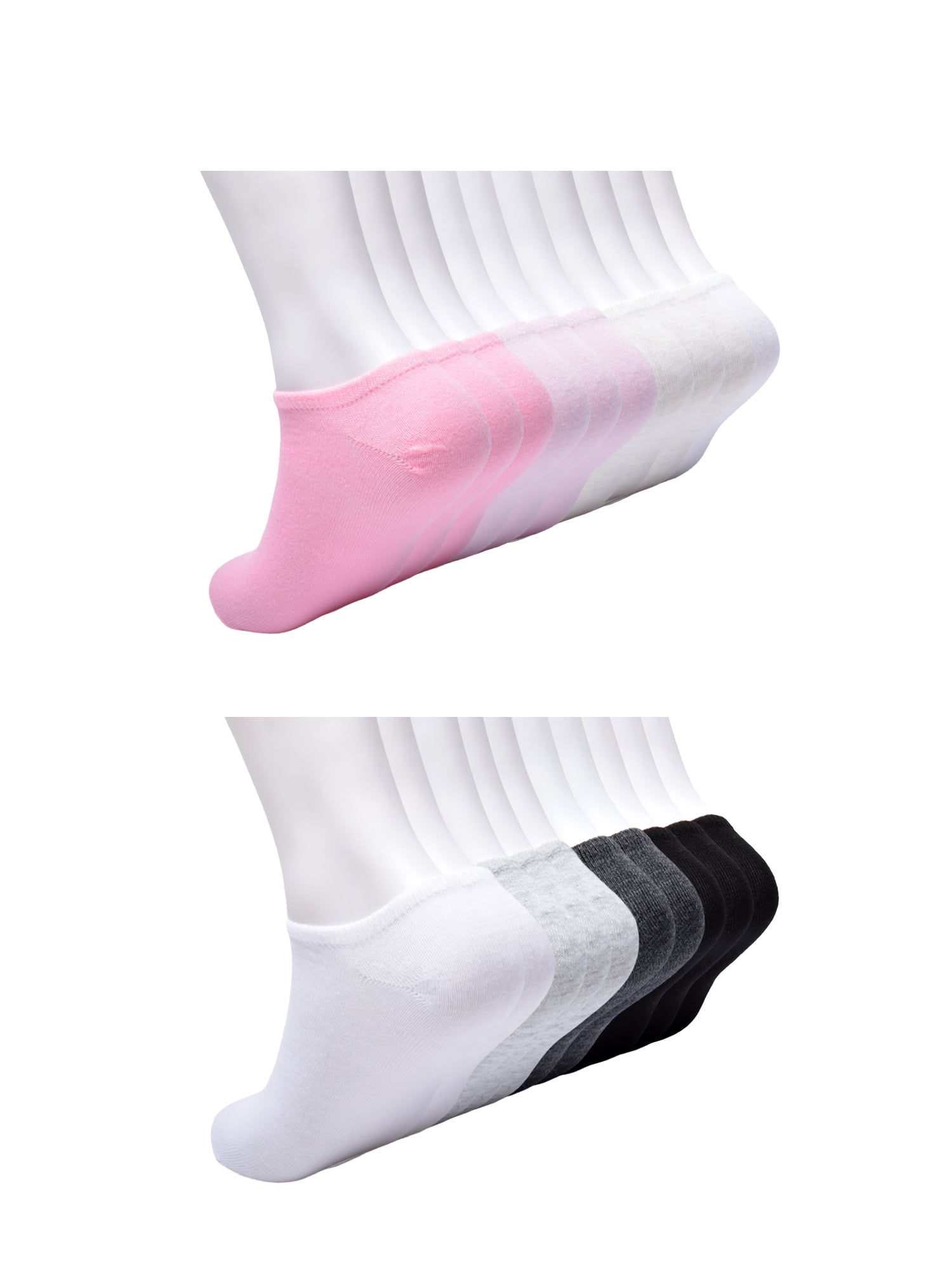 No Boundaries Womens Low-Cut Socks, 20-Pack, Shoe Size 4-10