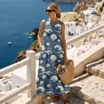 thumbnail image 3 of Xoenoiee Seashell Conch Wave Cloud Print Summer Dresses for Women 2026, Casual Sleeveless Crewneck Maxi Dress with Pockets, Lightweight Cotton Linen Beach Vacation Boho Sundress, L, 3 of 7