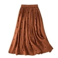 thumbnail image 2 of Cukeondy Orange Skirts for Women Linen Flowy Casual A Line High Elastic Waisted Ankle Length Midi Skirts Midi Skirt, 2 of 6