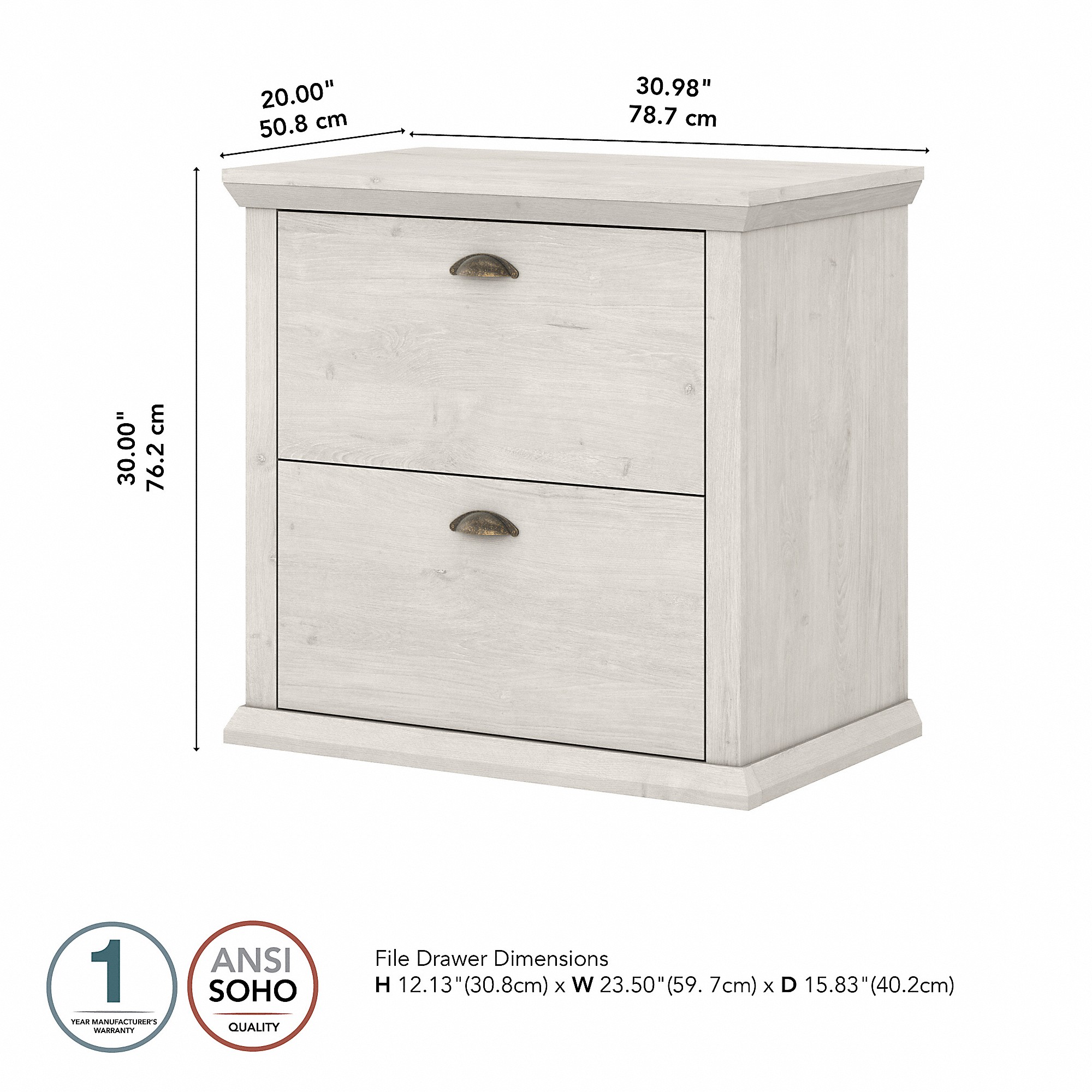 Yorktown 2 Drawer Lateral File Cabinet in Linen White Oak - image 5 of 7