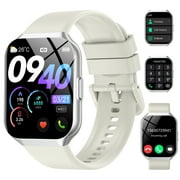 Smart Watch Fits for Android and iPhone 1.96'' Smartwatch for Men Women 110+ Sports Modes Fitness Tracker with Answer Make Calls/Message Reminder, IP68 Waterproof for Gift (White)
