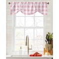 thumbnail image 4 of Fsddascl Pink Plaid Tie Up Valance Curtains for Windows, Kitchen Curtains Window Treatments, Spring Farmhouse Buffalo Checkered Short Window Shades Valances for Bedroom Bathroom Cafe 42"x18", 4 of 7