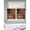 thumbnail image 5 of Vintage American Flag Tier Curtains 36 Inch Length,Sheer Curtains for Bedroom Living Room Window Farmhouse Shabby Retro Red Blue Small Half Window Kitchen Curtains & Drapes 27.5"x36" 2 Panels, 5 of 6