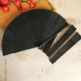 thumbnail image 5 of Men Black Foldable Fan Black Bamboo Bone Gentleman Elegant Handheld Fabric Fan Chinese Style Folding Fan (One Fan + One PP Bag), 5 of 5