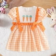 thumbnail image 2 of Larisalt Girl Easter Dresses Toddler Girls Summer Clothes Short Sleeve Round Neck Carrot Embroidery A-Line Dress, 2 of 6