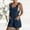 Navy, variant on Umbreon Rompers for Women Summer Cre W Neck Button Down Sleeve Less Jumpsuit Rompers Adjustable Waist Short with Pockets