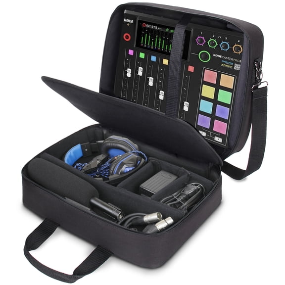 USA GEAR RODECaster Pro Case - Scratch-Resistant, Padded Interior, and Shoulder Strap