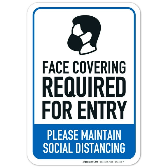 Face Mask Required Sign, Social Distancing Sign,