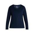 thumbnail image 6 of Time and Tru Women's Cotton V-Neck Tee with Long Sleeves, Sizes XS-XXXL, 6 of 6