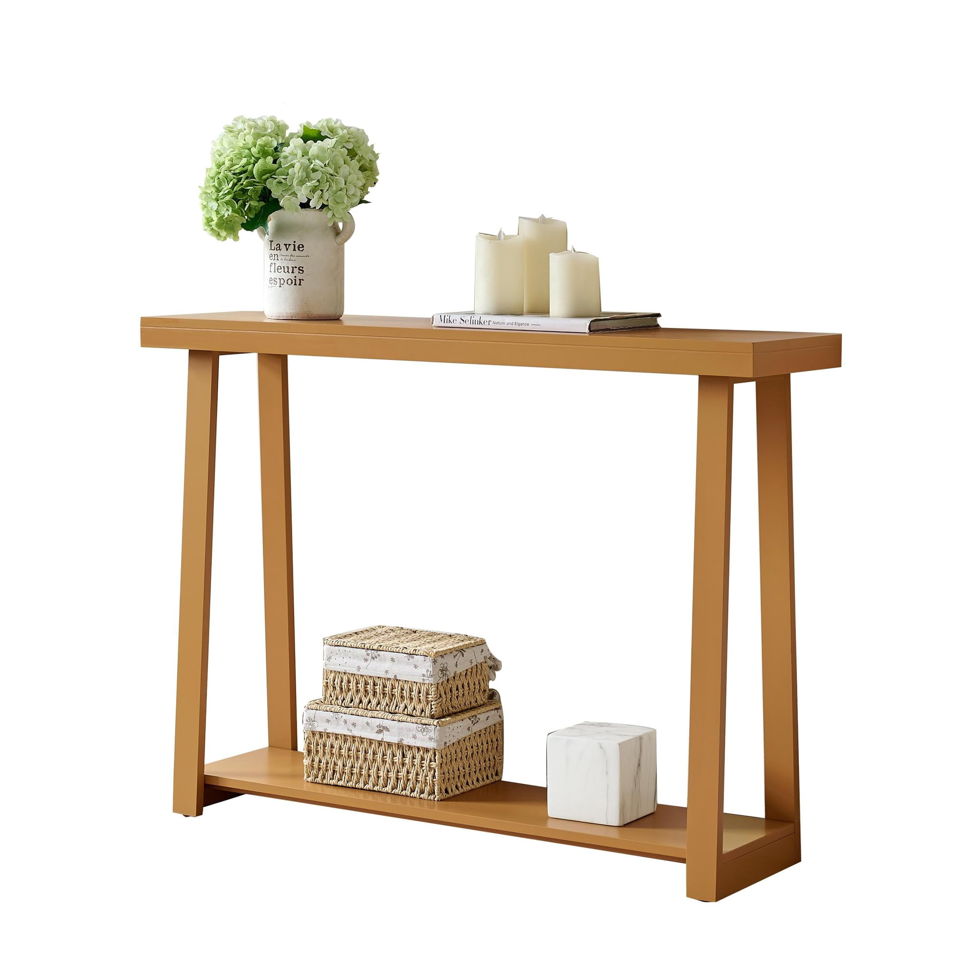 Kings Brand Furniture Emma Wood Console Sofa Table with Storage Shelf for Entryway, Hallway, Behind The Couch, Living Room, Foyer, Bedroom (Honey Mustard, 36 inches)