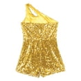 thumbnail image 6 of iiniim Kids Girls Sparkly Party Sequin Jumpsuit One Shoulders Sleeveless Short Romper Dancewear Gold 10, 6 of 7