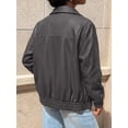 thumbnail image 5 of BTFBM Faux Leather Jacket Women Fall Clothes Long Sleeve, Bomber Jackets, Snaps, Pockets, Oversized, Zip Up Motorcycle Outerwear, Airport, Going Out Outfits, Winter Coat, 5 of 9