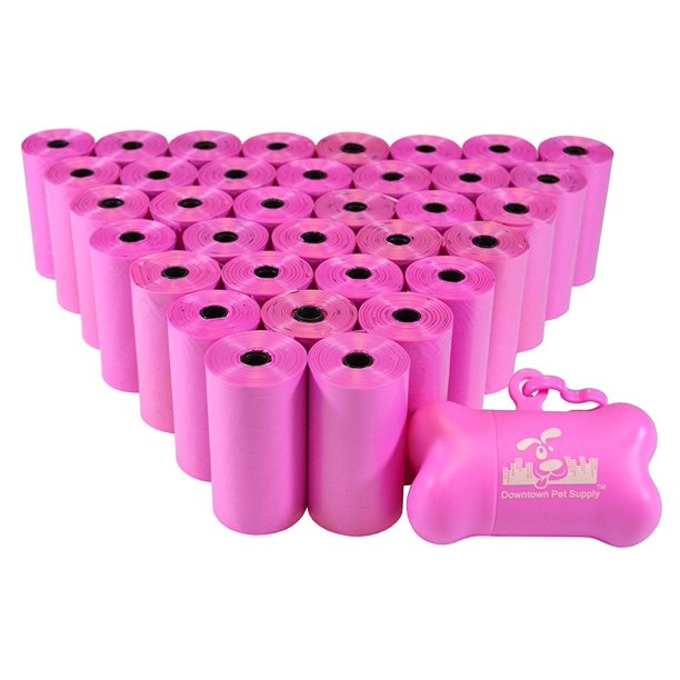 Pet Waste Bags, Pink Dog Waste Bags, Bulk Poop Bags on a roll, Clean up