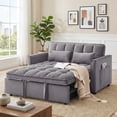 thumbnail image 4 of Xiweot 3 in 1 Convertible Sleeper Sofa Bed, 55" Pull Out Couch with Side Pockets, Velvet Loveseat Sofa with Adjustable Backrest for Living Room Bedroom Apartment (Dark Gray), 4 of 8