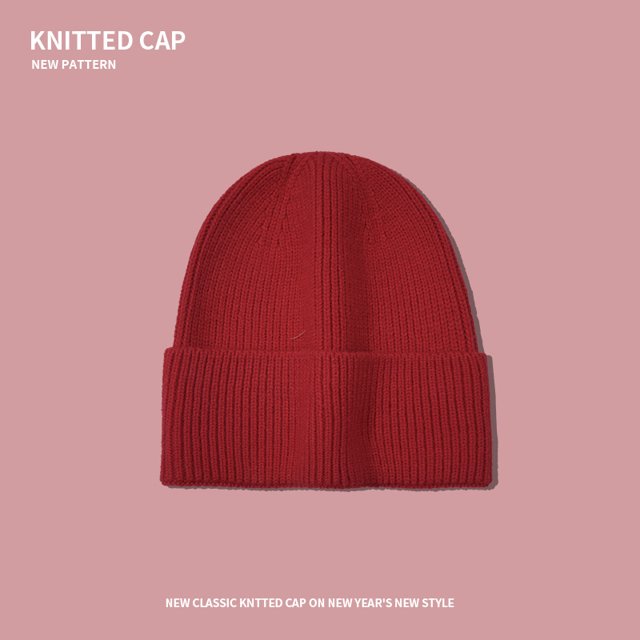 LinYooLi Hat Girl Autumn And Winter Wool Hat High -Quality Solid Color Warming Ear -Cold Hat Korean Version Of Face Faces, Small Couple Tide Knitted Hat
