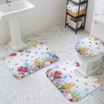 thumbnail image 3 of Coastal Nautical Bathroom Rugs Set Fish Coral Conch Non Slip Absorbent Soft Bath Mats 3 Piece Set with Bathroom Rug, U-Shaped Floor Mat, Toilet Seat Cover Large Size, 3 of 9