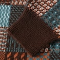 thumbnail image 5 of Mens Pullover Sweater Lightweight Patchwork Tops Button Down Festival Holiday Men's Fashion Big and Tall, Coffee, Size XL, 5 of 7