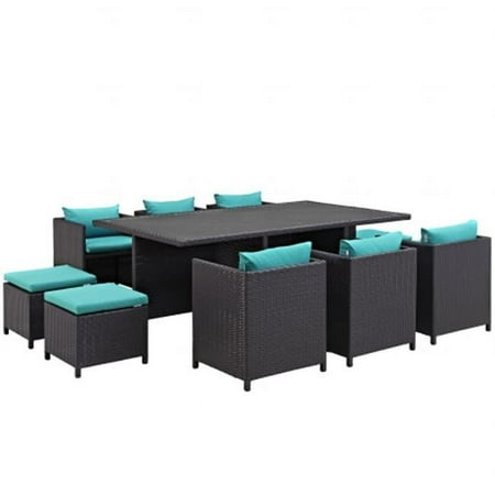 Modway Reversal Outdoor Patio 11 Piece Dining Set, Multiple Colors