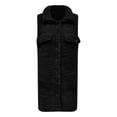 thumbnail image 5 of larppty Womens Warm Sherpa Fleece Sleeveless Button Down Long Vest Sherpa Jackets Coat Outerwear (Black, M), 5 of 5
