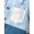 thumbnail image 6 of 9 Months Infant Baby Boys Clothes Baby Boys Summer Outfits 9-12 Months Baby Boys Short Sleeve Lapel Top Shorts 2PCS Set Blue, 6 of 8