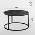 thumbnail image 2 of Round Black Coffee Table with Faux Marble Top - Modern Living Room Decor, 2 of 9