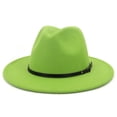 thumbnail image 2 of Unisex Fashion Wide Wool Belt Flat Top Fedora Hat Party Church Hats Cap, 2 of 6