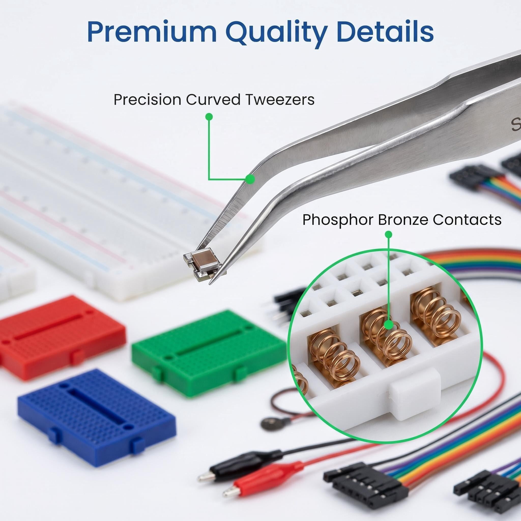 CREHNIL Solderless Breadboard Kit with Jumper Wires, Power Module, Tweezers & Storage Box