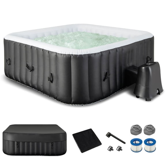 Costway 71" Inflatable Hot Tub with 130 Air Jets Electric Heater Pump Filter Cartridges