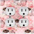 thumbnail image 1 of Metal Light Switch Wall Plate Outlet Cover (Coffee Mocha Espresso Heart Cupcake Macaron Flower Bouquet Pink - Double Duplex), 1 of 2