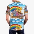 thumbnail image 4 of Daiia Rainbow Animals on Noah's Ark Pattern Men’s Polo Shirts,Solid Deck Shirt,Classic Fit, Breathable Cotton Polo for Casual and Sport Wear-, 4 of 9