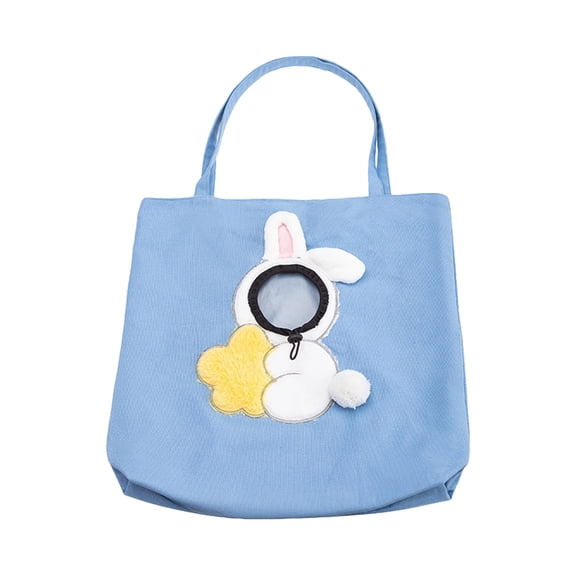 Pet Canvas Shoulder Bag with Head Hole, 14.96 x 14.96 Inch Portable Tote Carrier with Breathable Opening, 3 Animal Designs Available for Small Pets and Outdoor Use