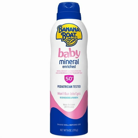 Banana Boat Baby Mineral Enriched Sunscreen Spray, SPF 50  6.0 oz Pack of 3