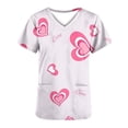 thumbnail image 5 of TIMIFIS Hauts de Sarrau de la Saint-Valentin pour Femmes Imprimés Uniforme de Travail à Manches Courtes Col en V Blouse T-shirt de Travail avec Poches pring, 5 of 5