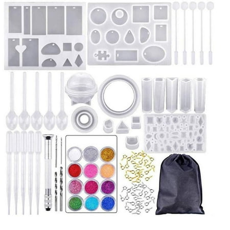 iMeshbean 83PCS Resin Casting Silicone Molds Epoxy Spoon Kit Jewelry Resin Making Pendant Craft DIY Tool with Storage Bag