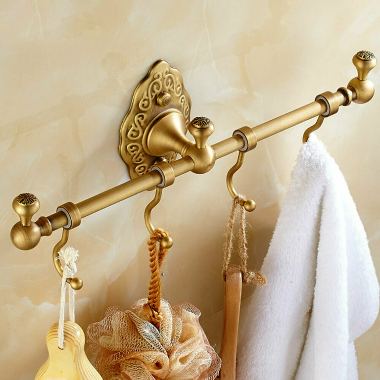 Nail Free Bathroom Shelves Antique Brass Wall Mounted Shower Corner Shelf  Towel Hooks Basket Bathroom Accessories Towel Holder