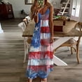 thumbnail image 2 of Enjoytime 4Th Of July Womens Summer Vacation Dresses Casual Star Print Sleevless Dress V-Neck Suspender Maxi Long Loose Women's Sundress, 2 of 5