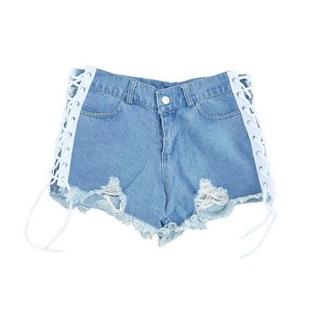 nerohusy Short Shorts for Women Sexy Booty Denim Women Sexy Cut Off Low Waist Denim Jeans Shorts Cheeky Naught Jean Short Hot Pants for Club Beach Nightclub Blue S