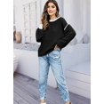 thumbnail image 3 of Women'S Oversized Sweater Autumn Fashion Trendy Batwing Sleeve Colorblock Striped Knit Pullover, 3 of 4