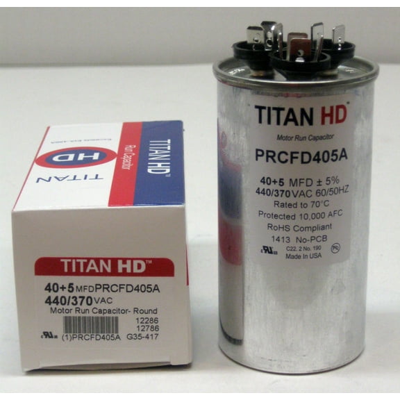 TitanHD 440V American-Made HVAC Round Motor Run Dual Capacitor