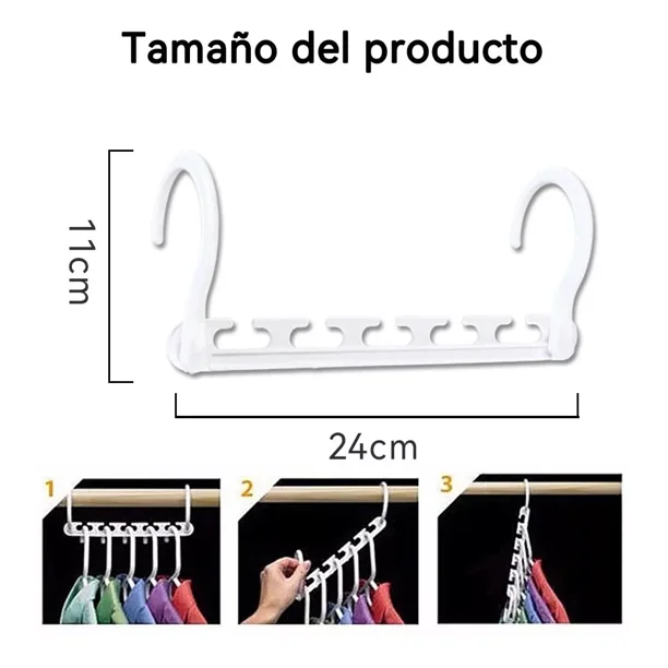 Perchas Gancho Para Ropa Multiple Ahorra Espacio 8 Pcs