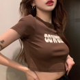 thumbnail image 1 of Summer Women Crop Lady Slim Crew Neck Fashion Tank Blouse T-Shirt Tops, 1 of 8
