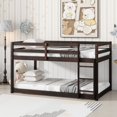 thumbnail image 2 of Tulib Low Bunk Bed Twin Over Twin, Bed Frame with Ladder, Safety Guardrails & Reinforced Slats, for Bedroom & Dorm, Coffee, 2 of 7