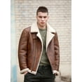 thumbnail image 5 of 2024 New Winter Fashion Men's Short Coat Natural Real Leather Jacket for Male Sheepskin Lambskin Shearling Wool Liner Brown Plus Size for over weight 100kgs,Brown,62, 5 of 14
