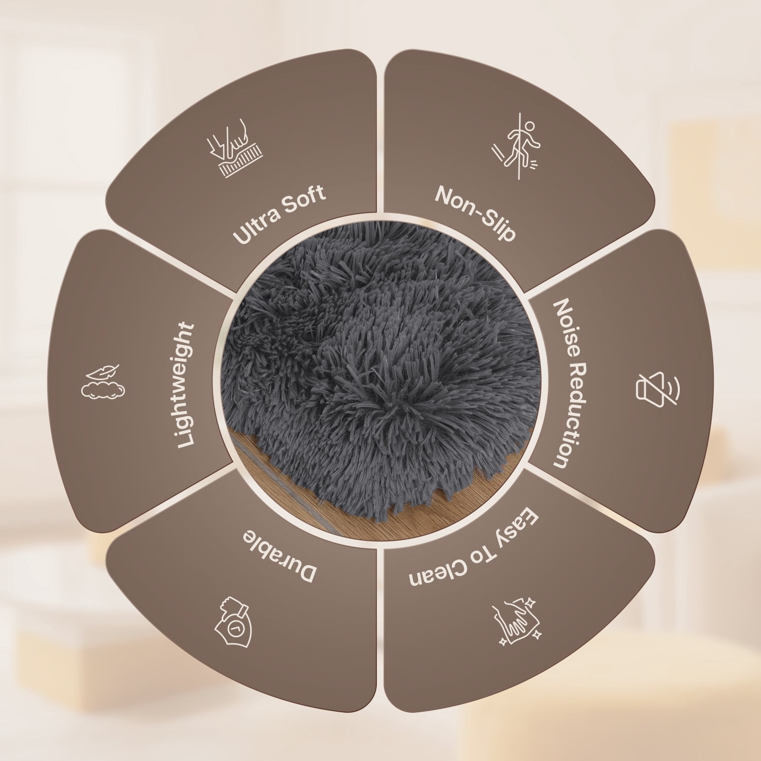 Moonlight20015 Area Rug 6x9ft non-slip Soft Fluffy Shaggy for Living Room Bedroom Décor Gray