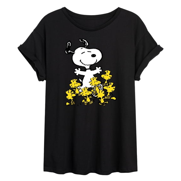 Peanuts - Snoopy and Woodstocks - Juniors Oversized Graphic T-Shirt