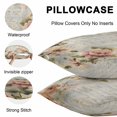 thumbnail image 5 of Farmhouse Pink Floral Throw Pillow Covers 18x18 Inch Set of 2, Spring Vintage Botanical Flowers Waterproof Outdoor Pillow Covers, Decorative Cushion Pillowcases for Couch, Sofa, Bed, Garden, Patio, 5 of 9