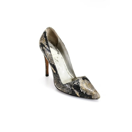 

Pre-owned|Alice + Olivia Womens Brown Snakeskin Print Pointed Toes Sandals Shoes Size 6