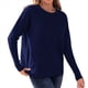 thumbnail image 3 of Suéter de Otoño 2025 para Mujer, Jersey de Punto Acanalado de Larga, Holgado, Cuello Redondo, Murciélago, Suéter Dividido. Azul Marino M, 3 of 9