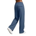 thumbnail image 5 of Trousers Pants For Women Fashion Women Casual High Waist Loose Pocket Straight Solid Long Pants Navy L, 5 of 9